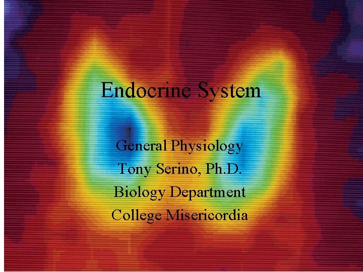 Endocrine System General Physiology Tony Serino, Ph. D. Biology Department College Misericordia 