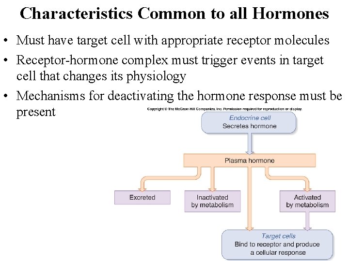 Characteristics Common to all Hormones • Must have target cell with appropriate receptor molecules