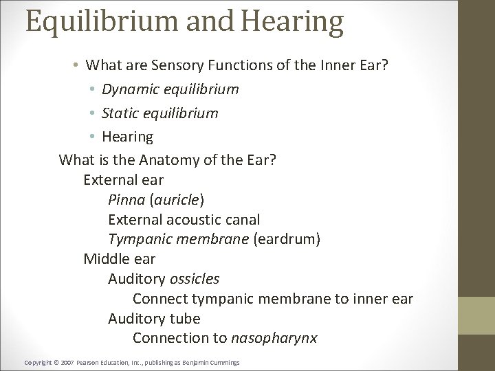 Equilibrium and Hearing • What are Sensory Functions of the Inner Ear? • Dynamic