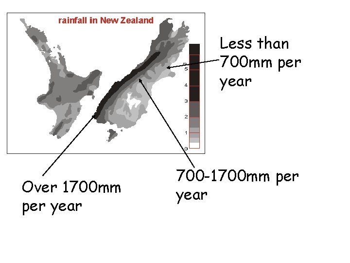 Less than 700 mm per year Over 1700 mm per year 700 -1700 mm