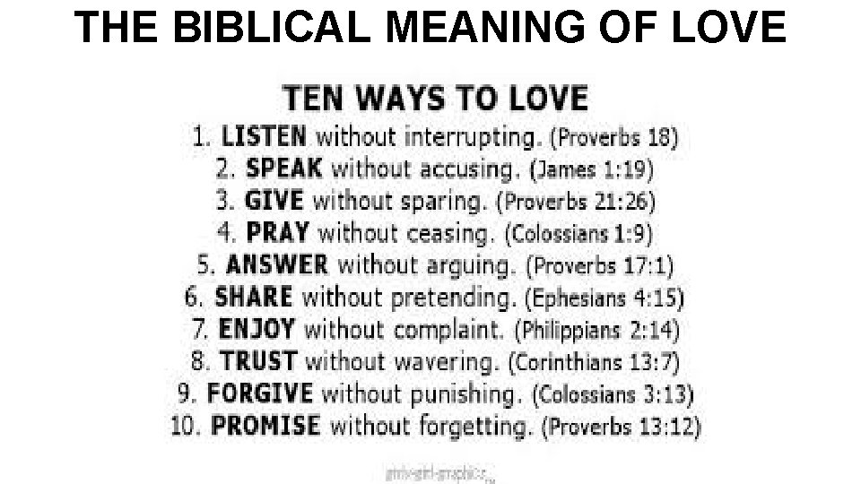 THE BIBLICAL MEANING OF LOVE 