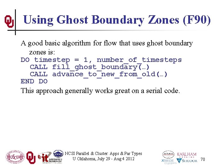 Using Ghost Boundary Zones (F 90) A good basic algorithm for flow that uses