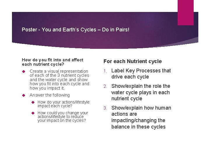 Poster - You and Earth’s Cycles – Do in Pairs! How do you fit