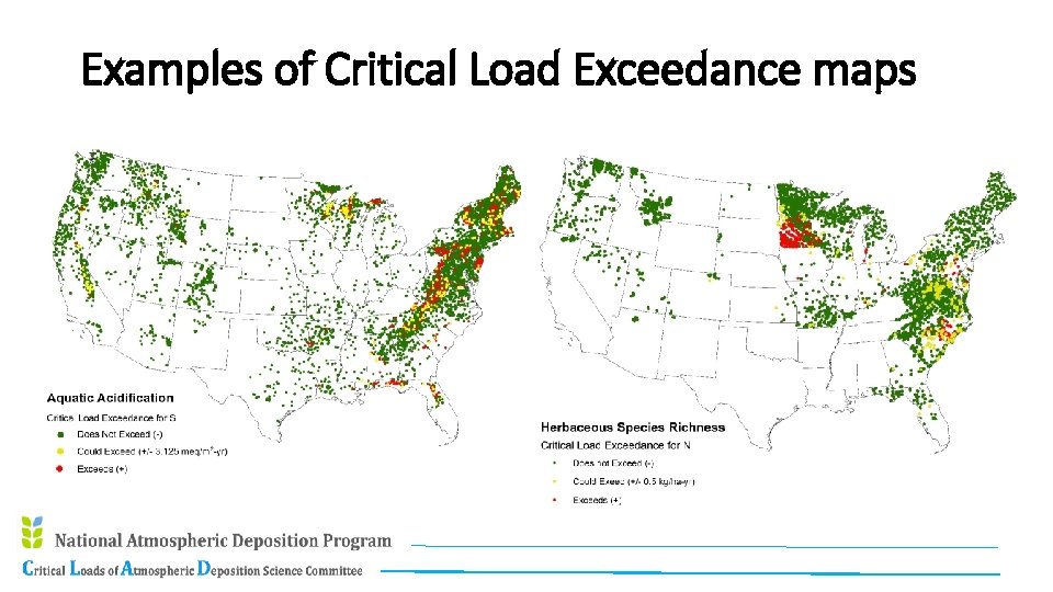 Examples of Critical Load Exceedance maps 