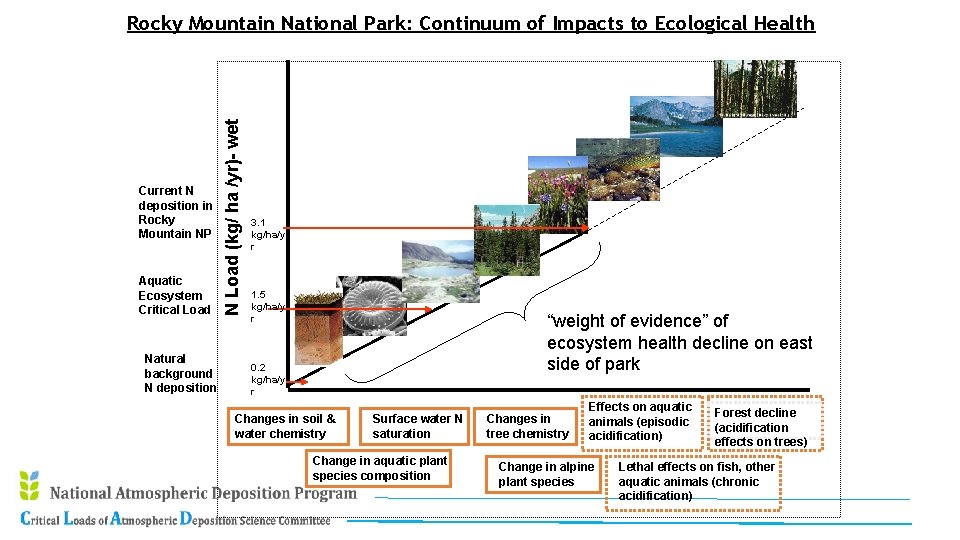 Current N deposition in Rocky Mountain NP Aquatic Ecosystem Critical Load Natural background N