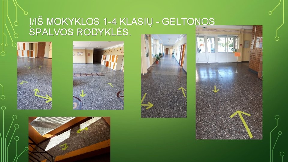 Į/IŠ MOKYKLOS 1 -4 KLASIŲ - GELTONOS SPALVOS RODYKLĖS. 