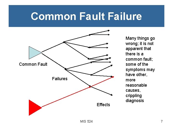 Common Fault Failures Effects MIS 524 Many things go wrong; it is not apparent