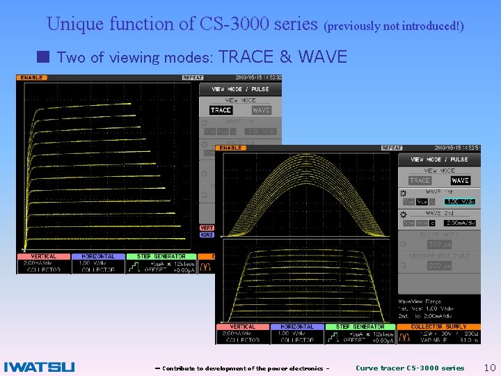 Unique function of CS-3000 series (previously not introduced!) ■ Two of viewing modes: TRACE