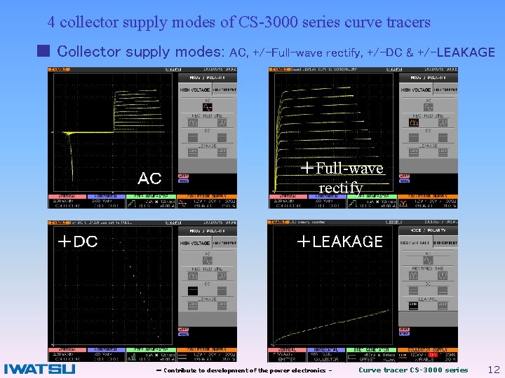 4 collector supply modes of CS-3000 series curve tracers ■ Collector supply modes: ＡＣ