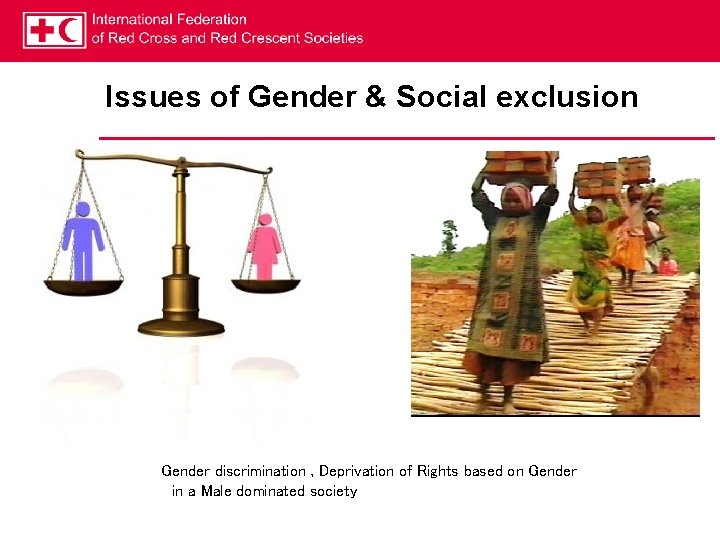 Issues of Gender & Social exclusion Gender discrimination , Deprivation of Rights based on