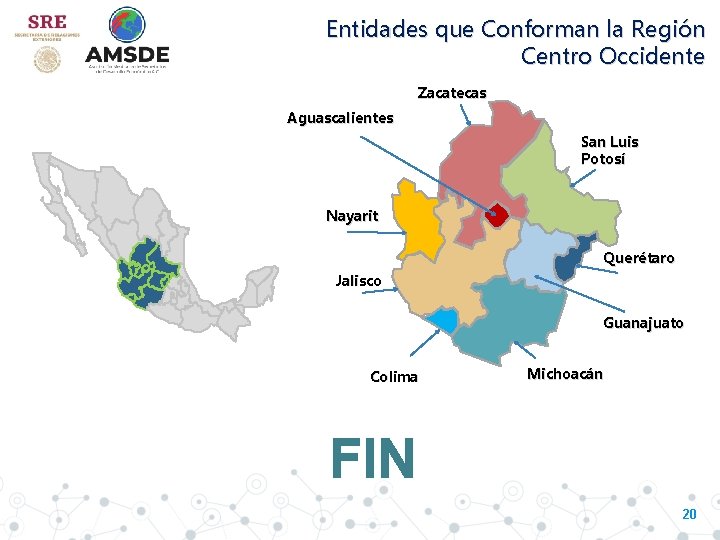 Entidades que Conforman la Región Centro Occidente Zacatecas Aguascalientes San Luis Potosí Nayarit Querétaro