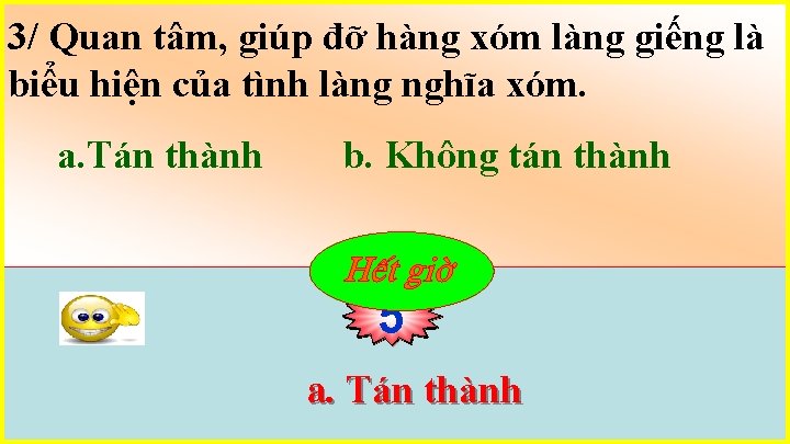 3/ Quan tâm, giúp đỡ hàng xóm làng giếng là biểu hiện của tình