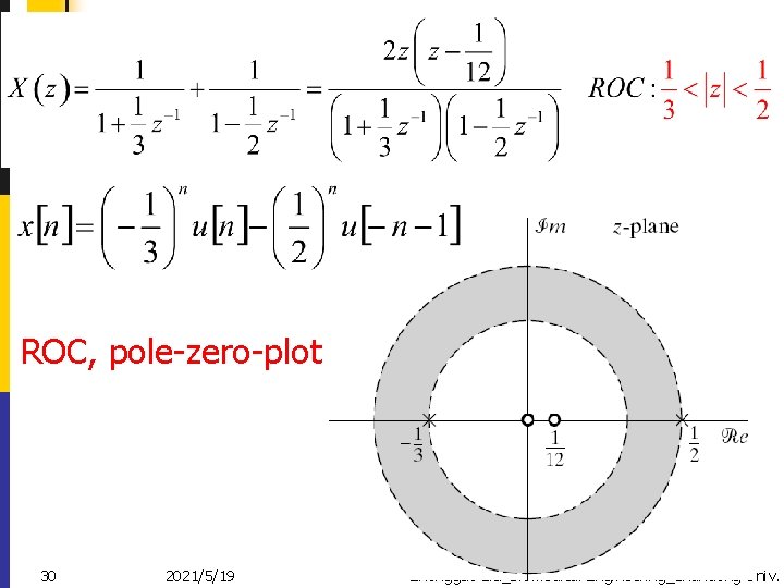 ROC, pole-zero-plot 30 2021/5/19 Zhongguo Liu_Biomedical Engineering_Shandong Univ. 