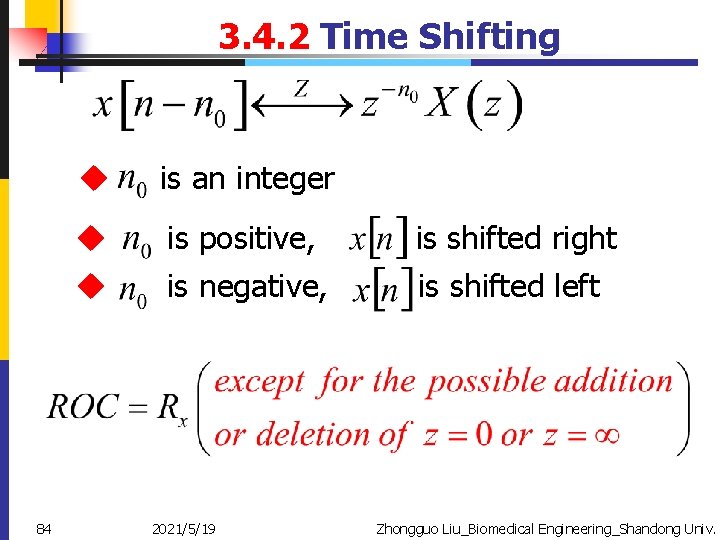 3. 4. 2 Time Shifting 84 u is an integer u u is positive,