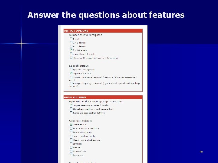 Answer the questions about features 48 