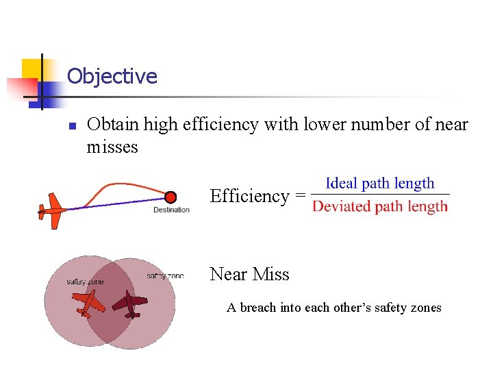 Objective n Obtain high efficiency with lower number of near misses Efficiency = Near