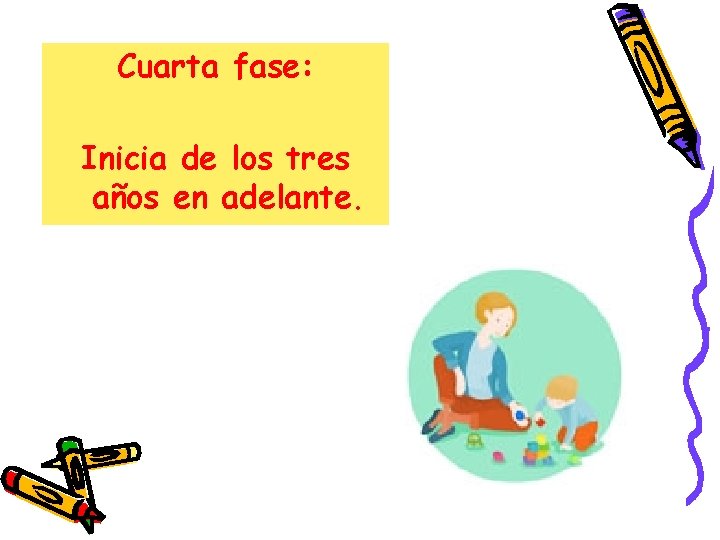 Cuarta fase: Inicia de los tres años en adelante. Cuarta fase: Inicia de los tres años en adelante.