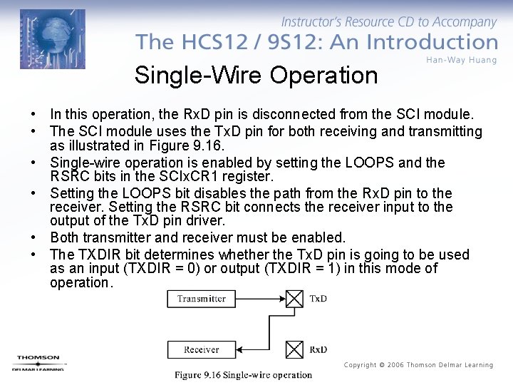 Single-Wire Operation • In this operation, the Rx. D pin is disconnected from the