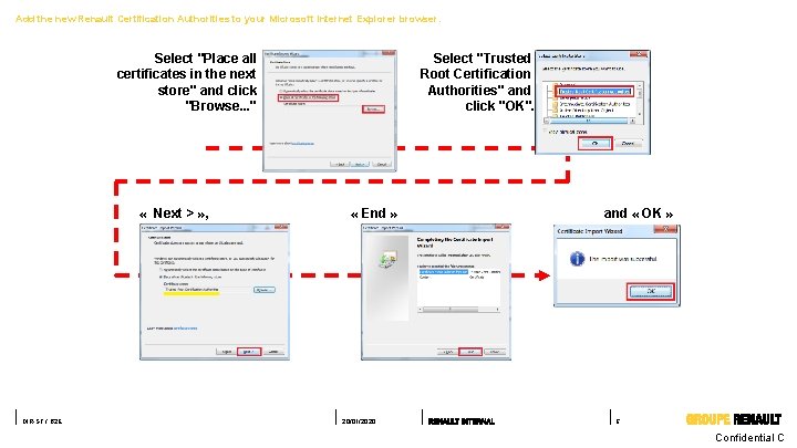 Add the new Renault Certification Authorities to your Microsoft Internet Explorer browser. Select "Place Add the new Renault Certification Authorities to your Microsoft Internet Explorer browser. Select "Place