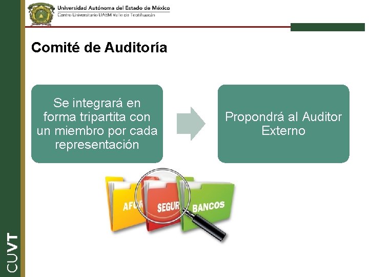 Comité de Auditoría Se integrará en forma tripartita con un miembro por cada representación