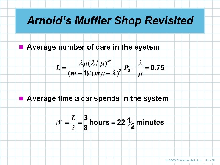 Arnold’s Muffler Shop Revisited n Average number of cars in the system n Average Arnold’s Muffler Shop Revisited n Average number of cars in the system n Average