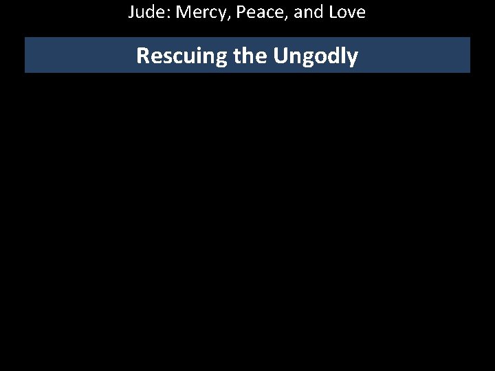 Jude: Mercy, Peace, and Love Rescuing the Ungodly 