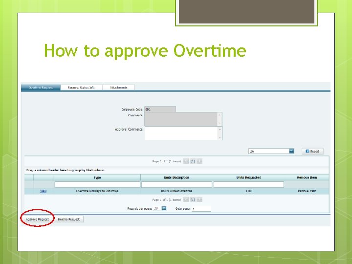How to approve Overtime 