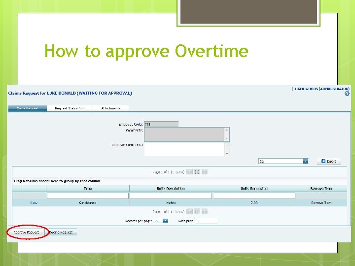 How to approve Overtime 