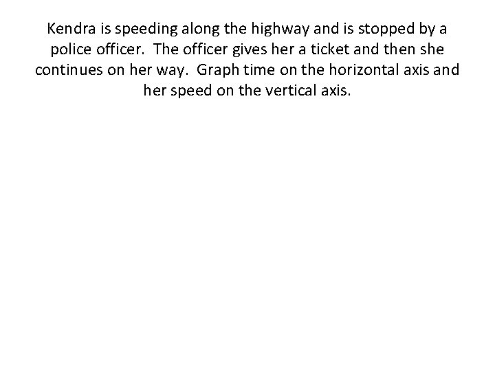 Kendra is speeding along the highway and is stopped by a police officer. The