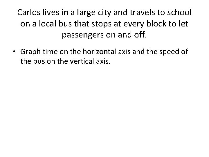 Carlos lives in a large city and travels to school on a local bus