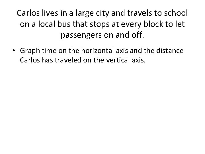 Carlos lives in a large city and travels to school on a local bus