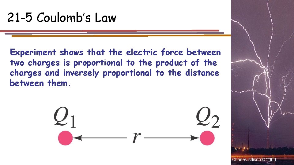 21 -5 Coulomb’s Law Experiment shows that the electric force between two charges is