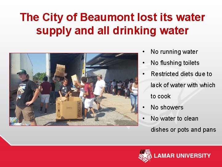 The City of Beaumont lost its water supply and all drinking water • No