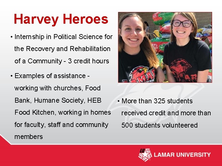 Harvey Heroes • Internship in Political Science for the Recovery and Rehabilitation of a