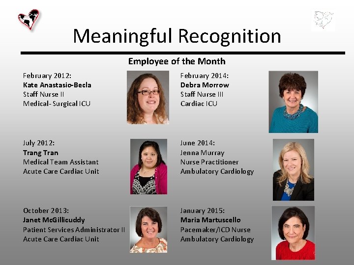 Meaningful Recognition Employee of the Month February 2012: Kate Anastasio-Becla Staff Nurse II Medical-