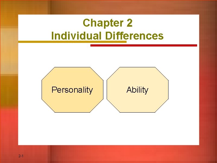 Chapter 2 Individual Differences Personality 2 -1 Ability 