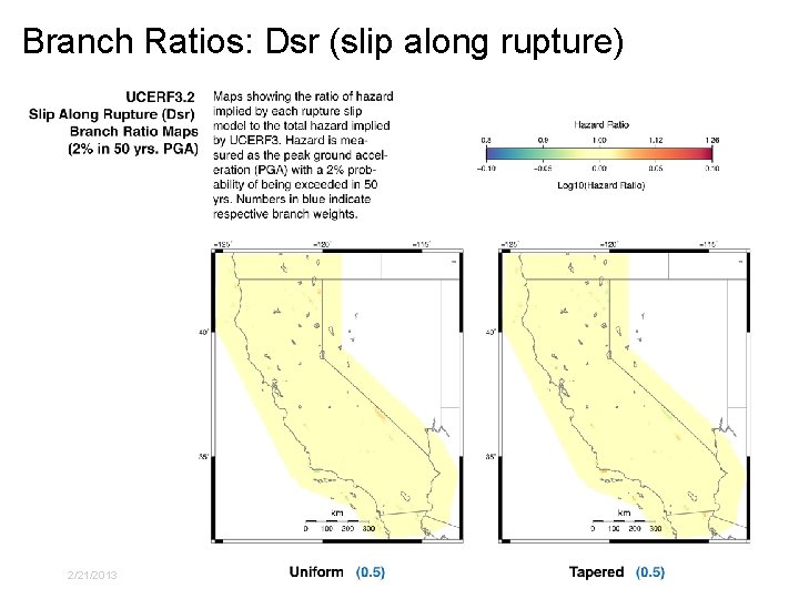 Branch Ratios: Dsr (slip along rupture) 2/21/2013 USGS NSHMP CA Workshop II 13 