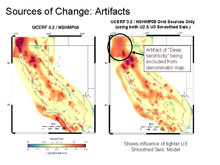 Sources of Change: Artifacts UCERF 3. 2 / NSHMP 08 Grid Sources Only (using