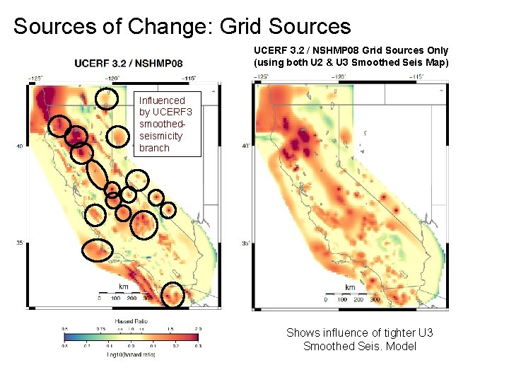 Sources of Change: Grid Sources UCERF 3. 2 / NSHMP 08 Grid Sources Only