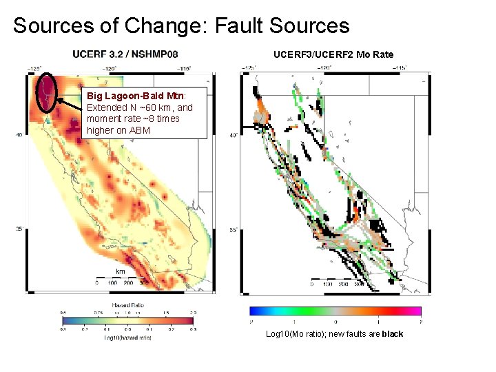 Sources of Change: Fault Sources UCERF 3/UCERF 2 Mo Rate Big Lagoon-Bald Mtn: Extended