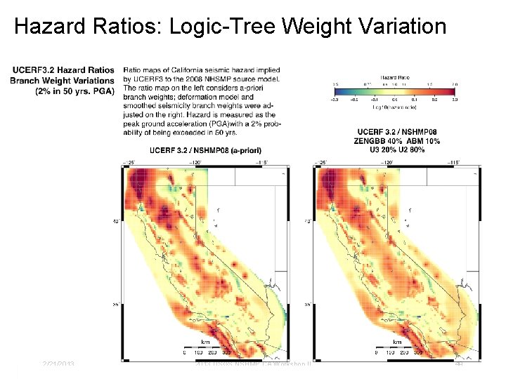 Hazard Ratios: Logic-Tree Weight Variation 2/21/2013 USGS NSHMP CA Workshop II 49 