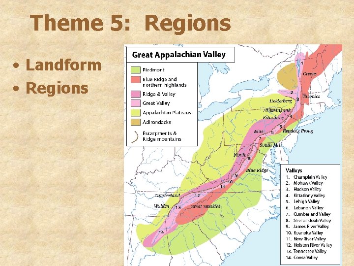 Theme 5: Regions • Landform • Regions 