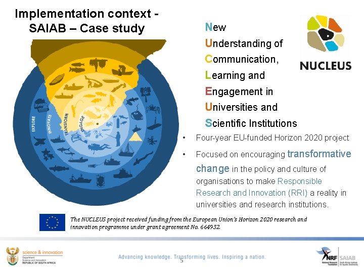 Implementation context SAIAB – Case study New Understanding of Communication, Learning and Engagement in