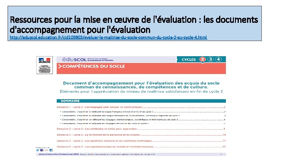 Ressources pour la mise en œuvre de l'évaluation : les documents d'accompagnement pour l'évaluation