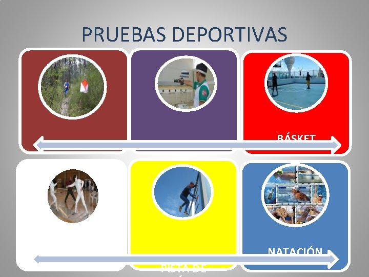 PRUEBAS DEPORTIVAS BÁSKET ORIENTACIÓN TIRO DEPORTIVO ESGRIMA NATACIÓN PISTA DE 