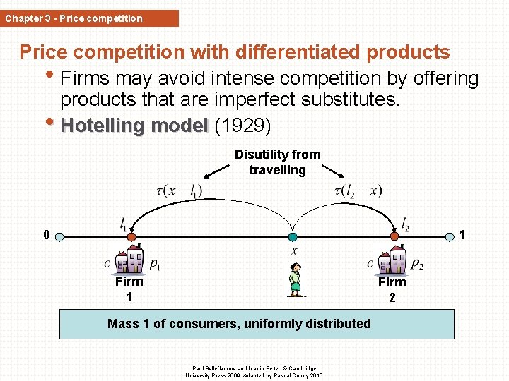 Chapter 3 - Price competition with differentiated products • Firms may avoid intense competition