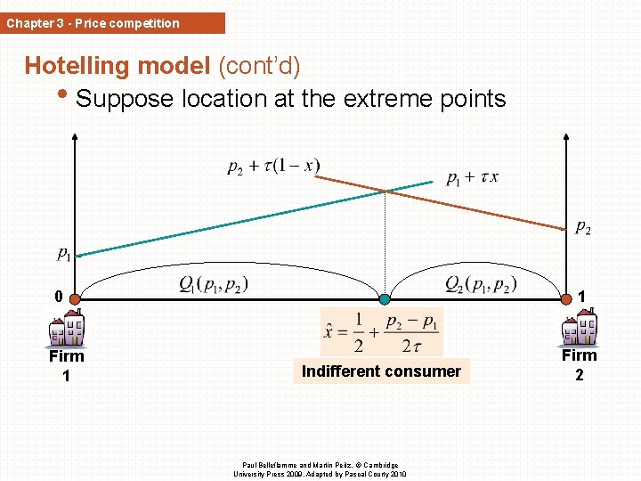 Chapter 3 - Price competition Hotelling model (cont’d) • Suppose location at the extreme