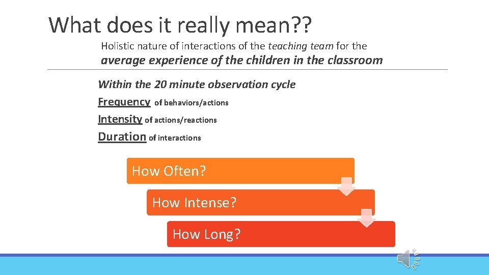 What does it really mean? ? Holistic nature of interactions of the teaching team