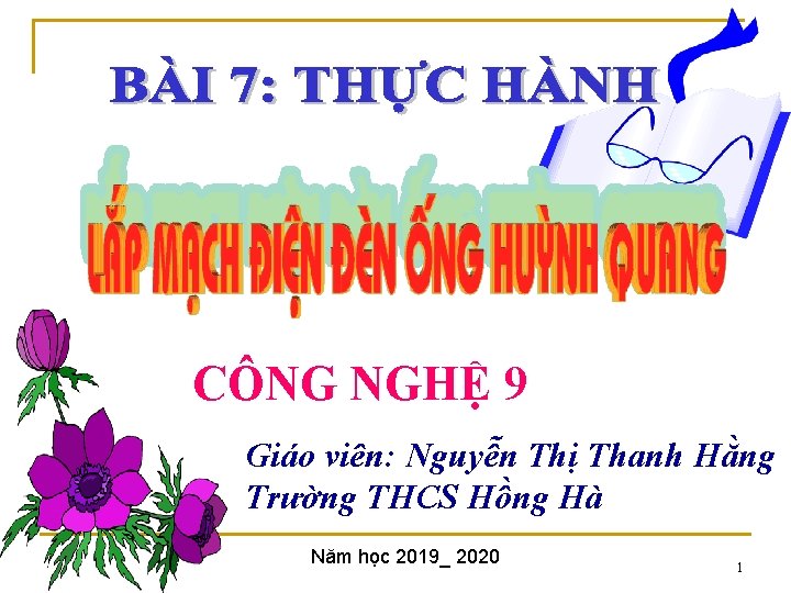 CÔNG NGHỆ 9 Giáo viên: Nguyễn Thị Thanh Hằng Trường THCS Hồng Hà Năm