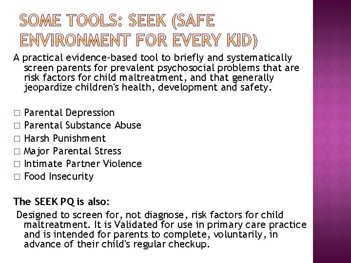 A practical evidence-based tool to briefly and systematically screen parents for prevalent psychosocial problems